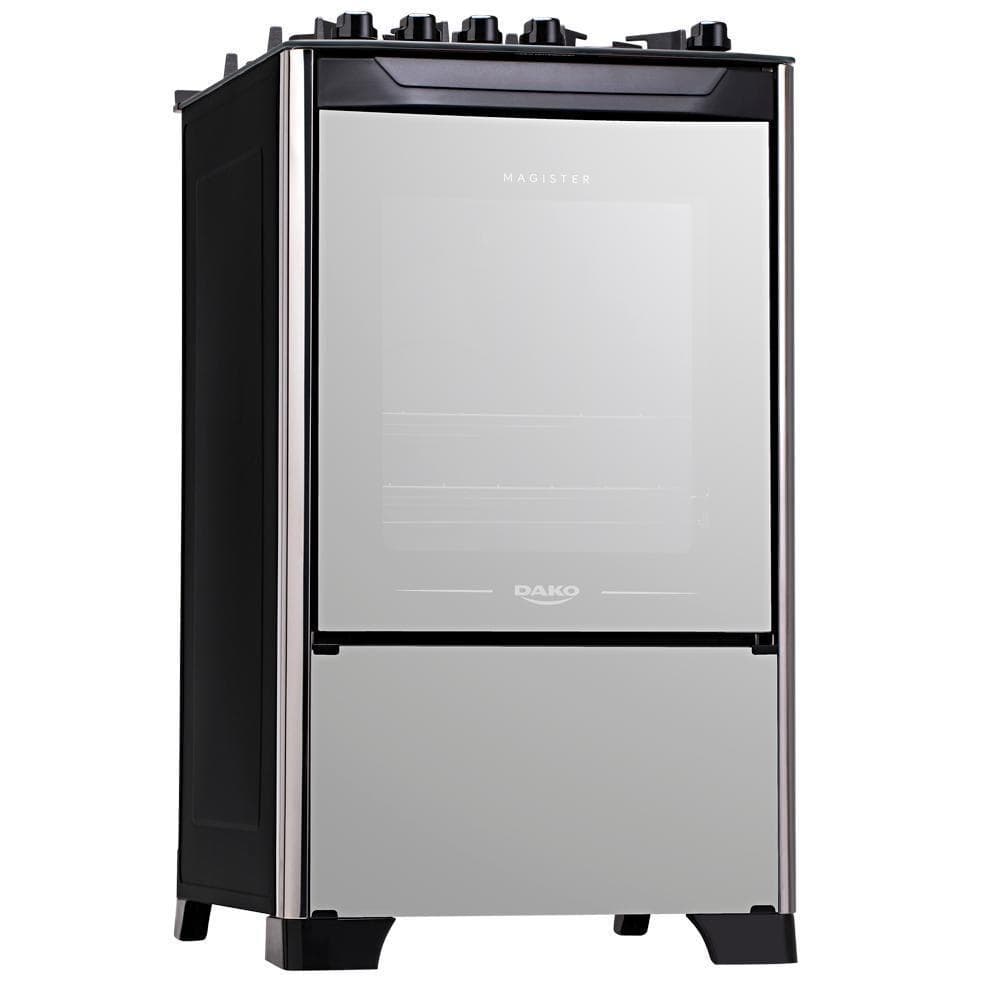 Fogão 4 Bocas Dako Magister Style com Mesa de Vidro, Preto e Inox