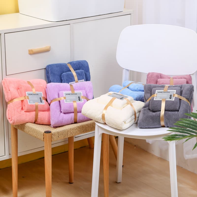 Kit 2 toalhas de banho grandes secagem rápida cores rosa azul cinza