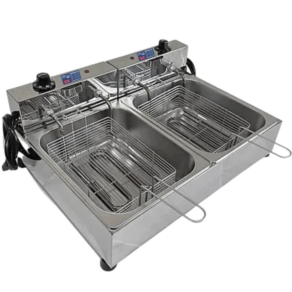 Fritadeira Elétrica Industrial 2 Cubas Inox 10 Litros