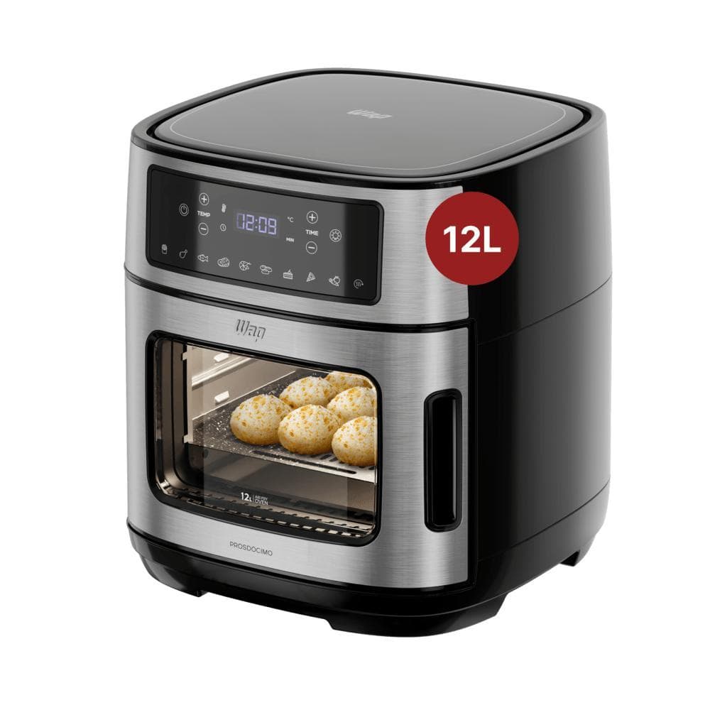 Fritadeira Elétrica WAP Air Fryer Oven Digital 12L com cesta de pães no interior