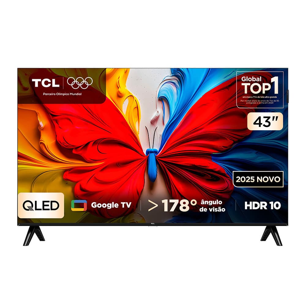TV TCL 43 polegadas QLED Smart Full HD com Google TV, multicolorida