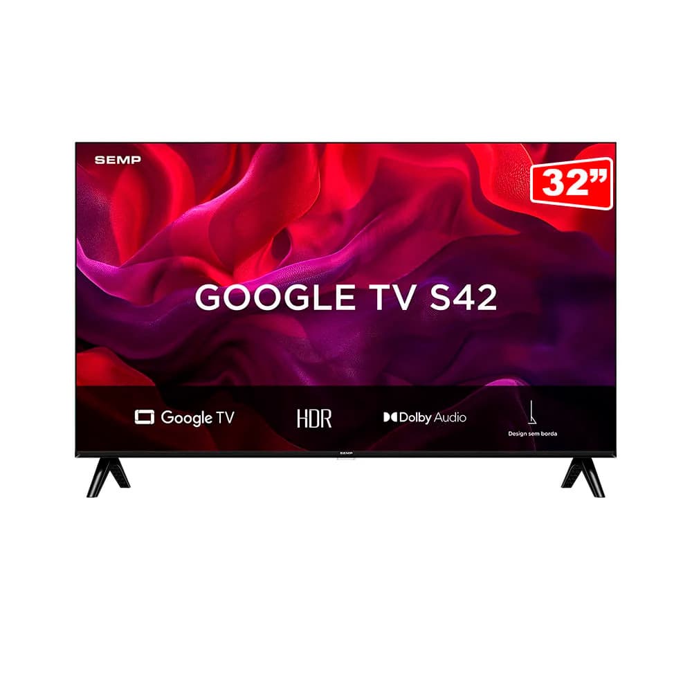 Smart TV LED HD 32 polegadas Semp 32S42 com Bluetooth, Wi-Fi e Google TV