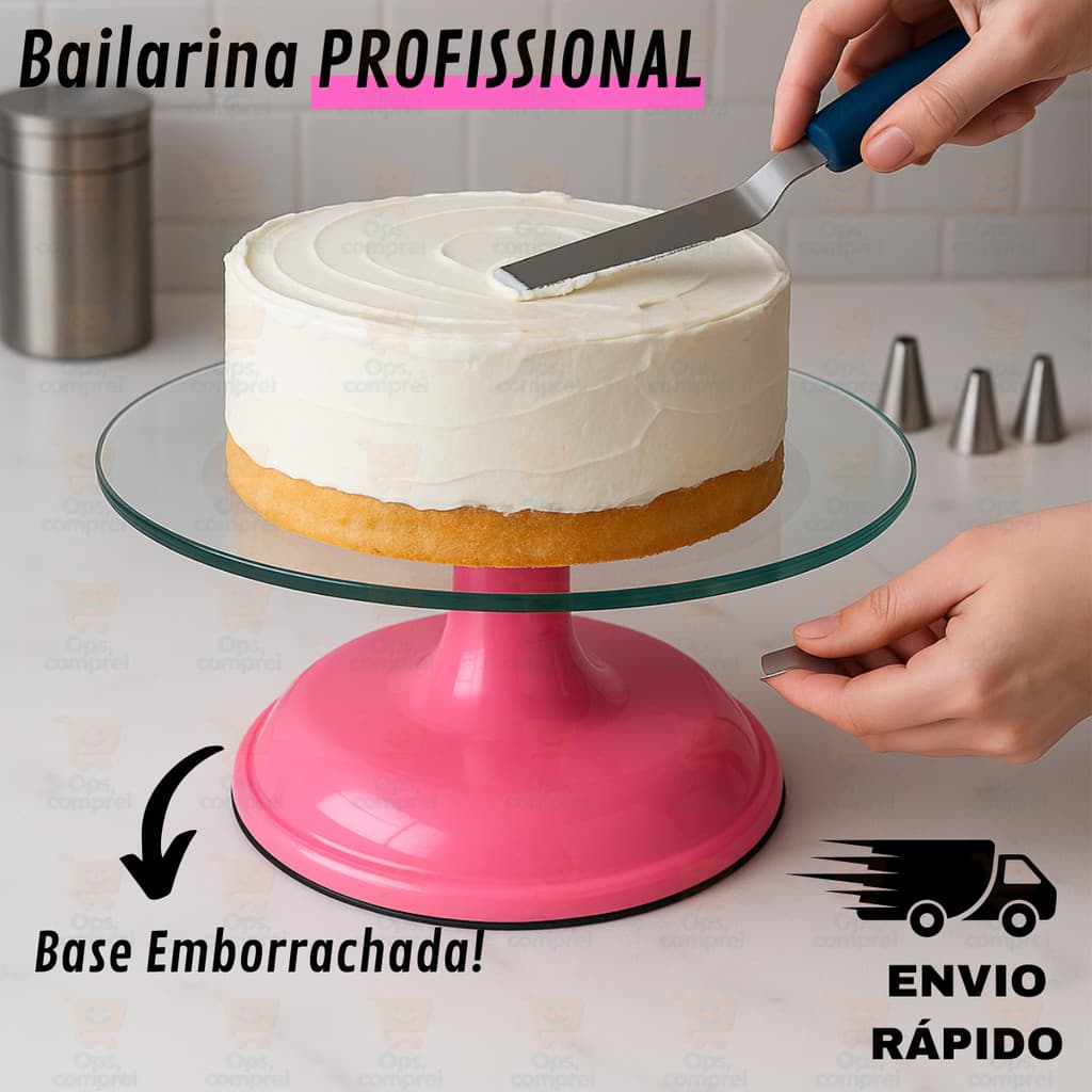 Bailarina giratória profissional com base de vidro para decorar bolos