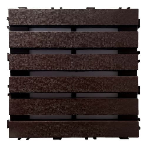 Kit 18 decks madeira plastica encaixe modular piscina sacada cor marrom