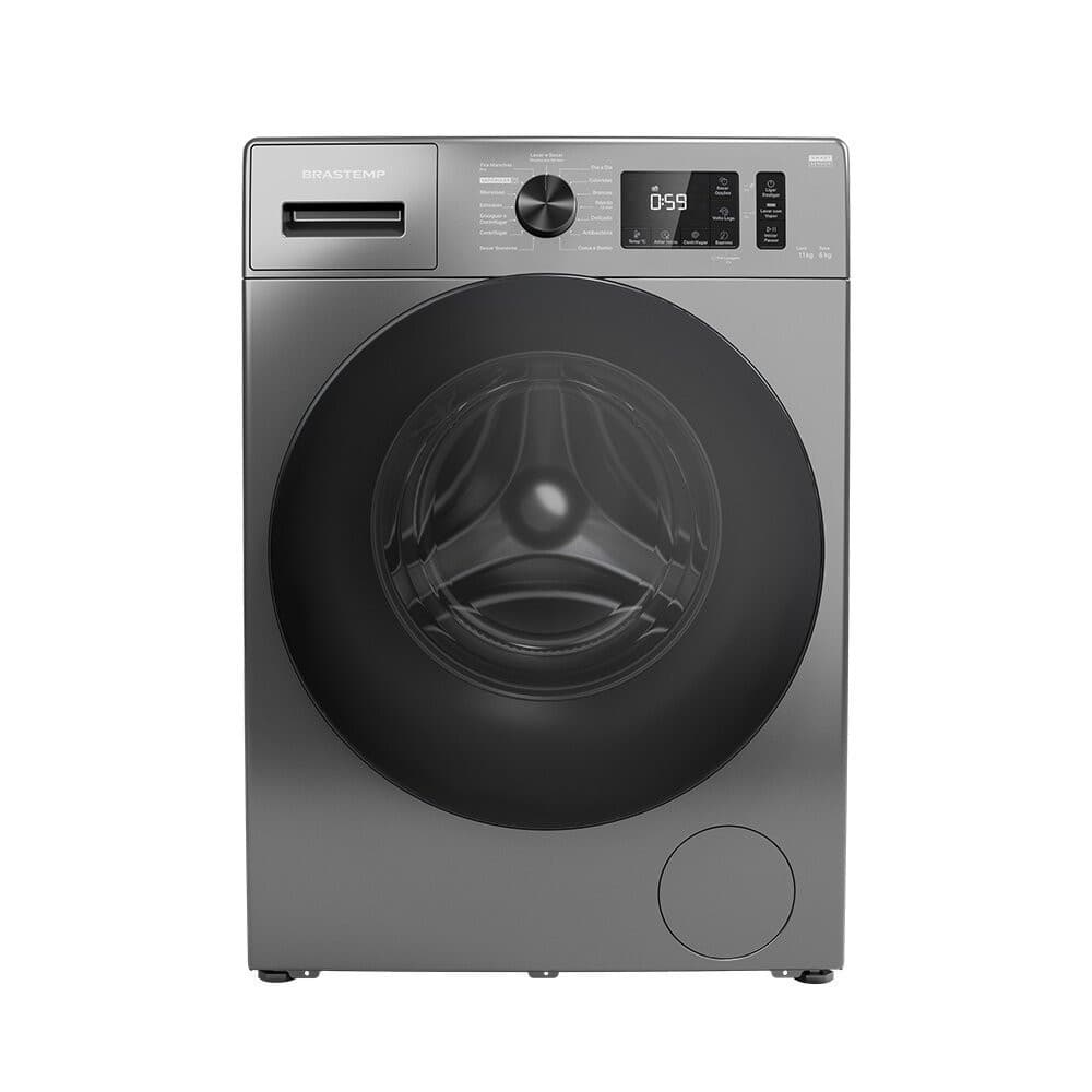 Lava e Seca Brastemp 11 kg/6 kg Titanium com Smart Sensor by AI - BNO11AS, cinza metálico