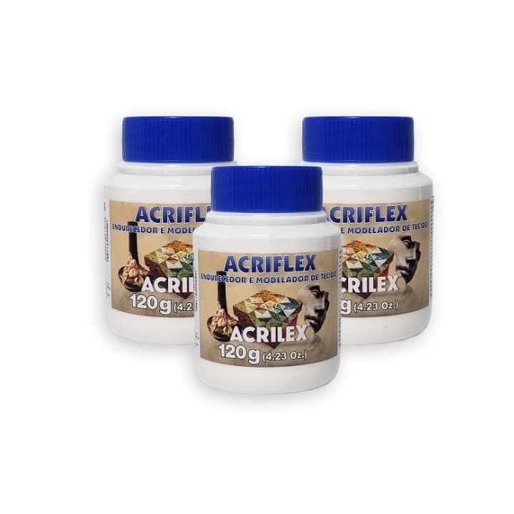 Kit 3 Acriflex Endurecedor e Modelador de Tecido 120g - Acrilex | Ideal Artesanato MDF Madeira Tela