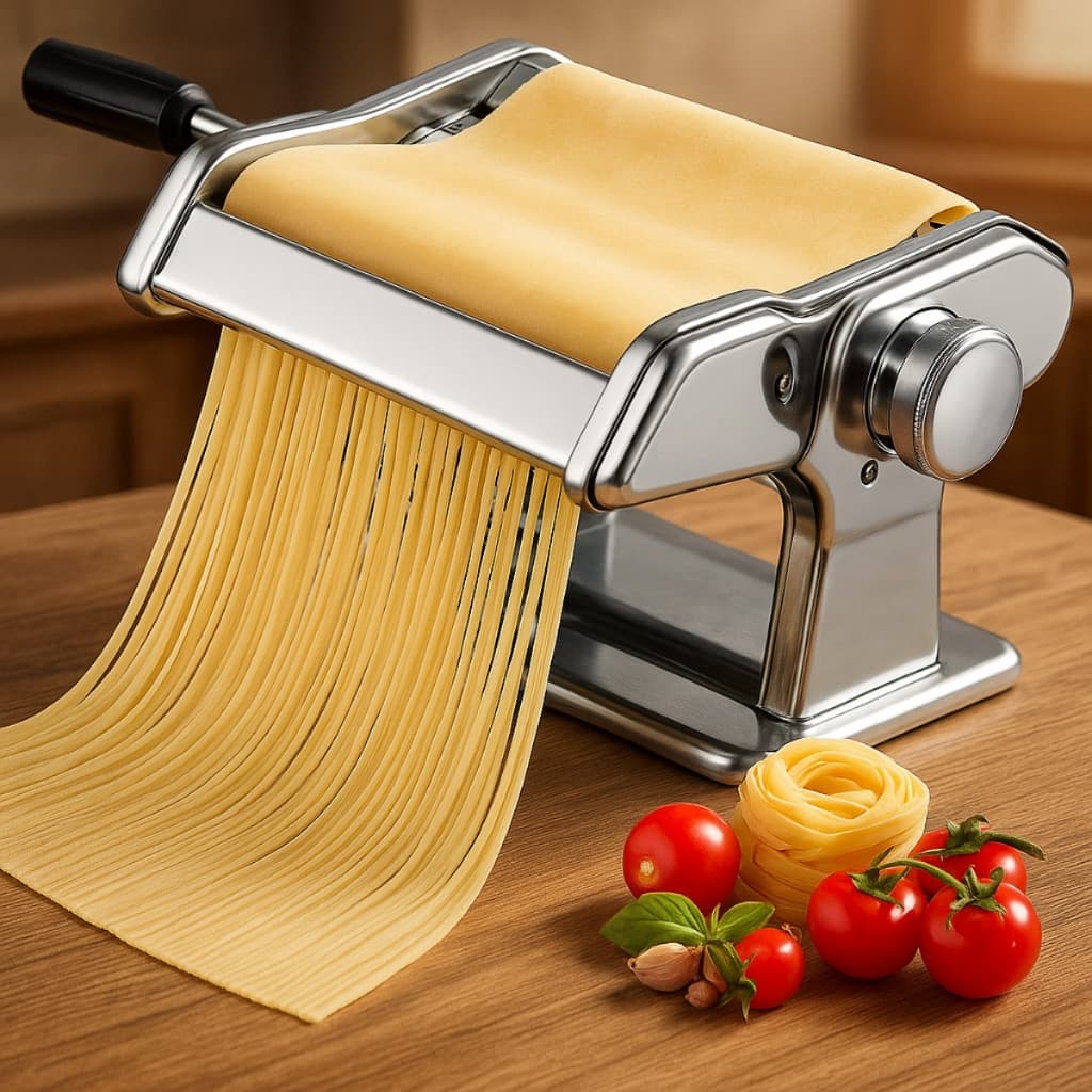 Máquina De Macarrão Cilindro Aço Inox Massa Caseira Talharim Máquina Macarrão 3 Massas Caseira Cilindro Inox Lasanha