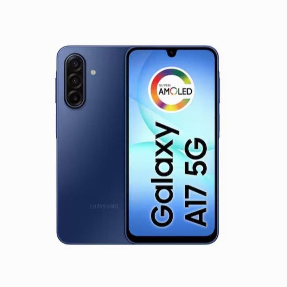 Smartphone Samsung Galaxy A17 5G azul com display Super AMOLED