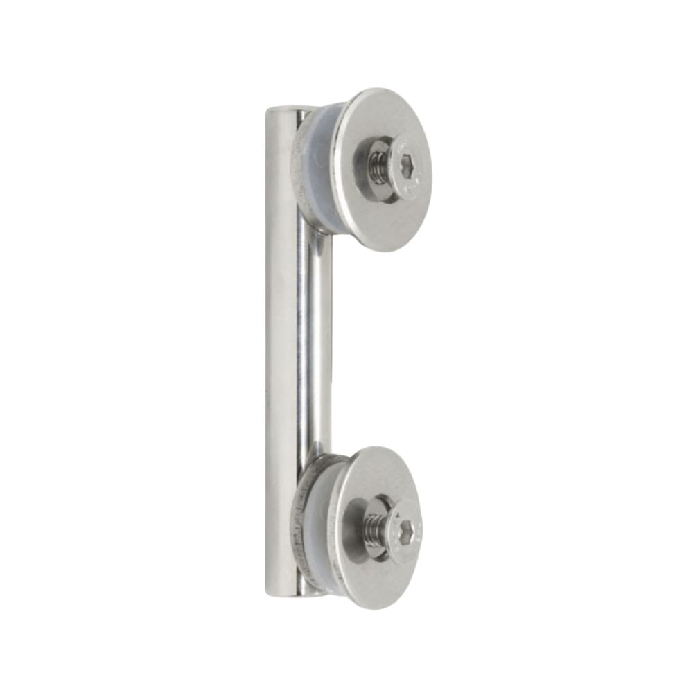Conector de aço inoxidável de 180º para corrimão, escovado, com parafusos e roldanas visíveis