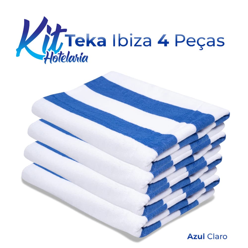 KIT-Toalha de Piscina Hotel Ibiza Azul Teka Profiline 4 Peças Banhão - Teka