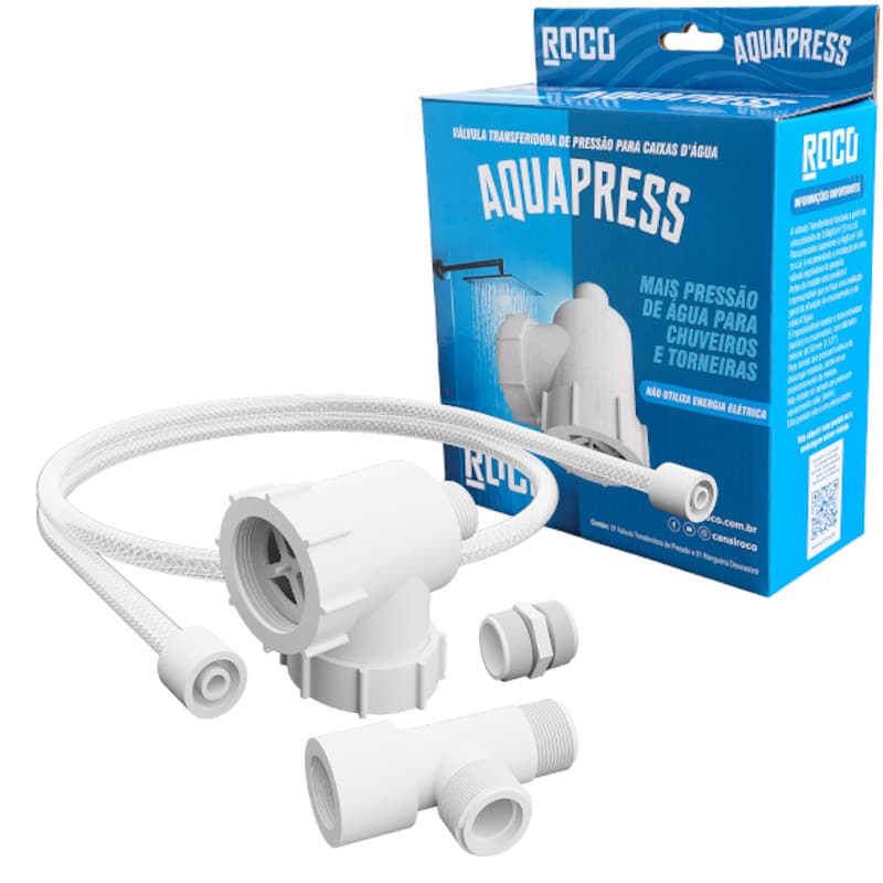 Kit Válvula Pressão Transferidora Caixa D'água Aquapress Roco com Caixa Azul