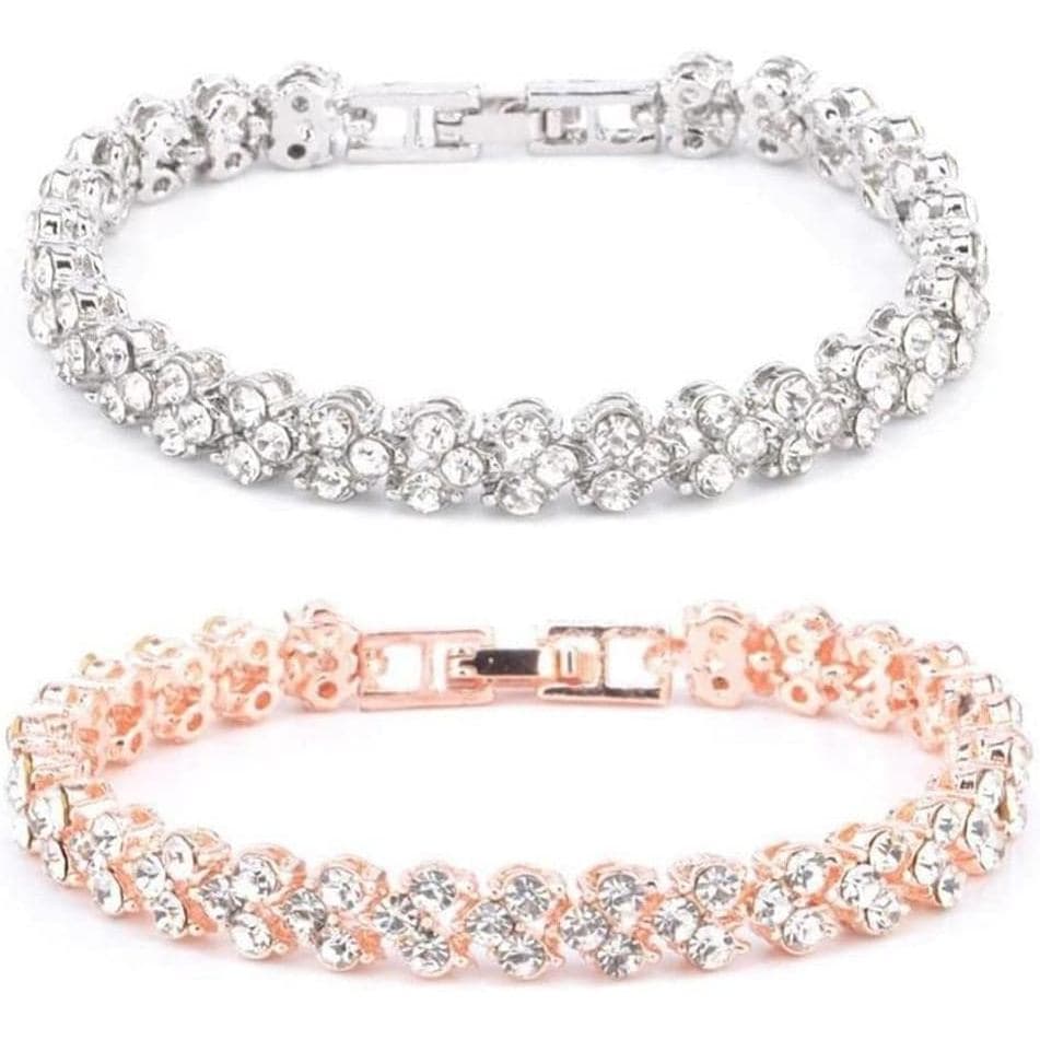 2 Peças de Pulseira de Cristal com Strass, Acessórios de Joalheria para Mulheres, Elegante e Atraente
