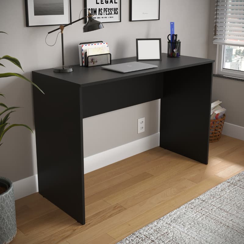 Escrivaninha Flip Mesa Computador Gamer Multiuso Quarto Estudo Escritório MDF-MDP (Misto) - Preto