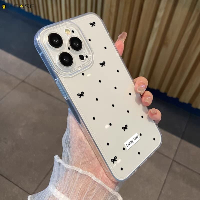 Capa de telefone transparente para Xiaomi com design de pontos pretos e brancos