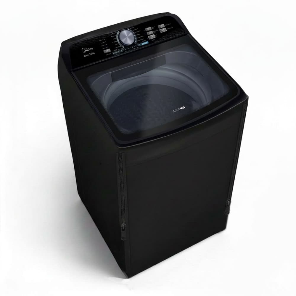 Maquina de lavar roupa preta Midea Wave Agitador com abertura em zíper