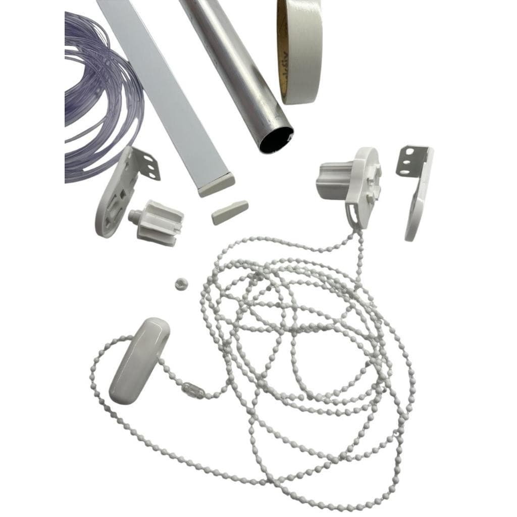 Kit de acessórios para persiana rolo 1,10 metro, peças de fixação, cordão branco