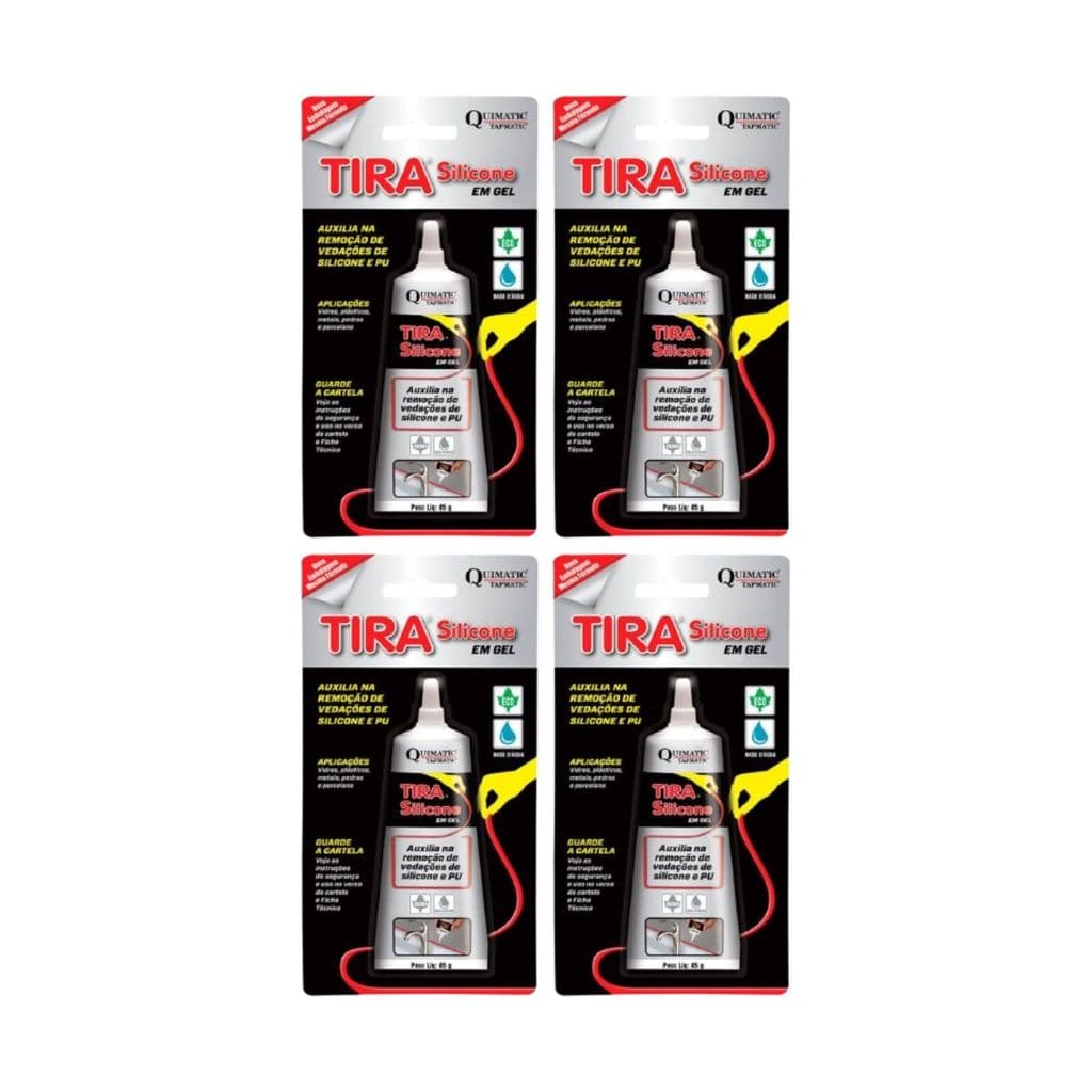 Kit 4 Tira Silicone Tapmatic Quimatic TS0 45G Removedor Silicone Forte Limpeza Profissional Selante