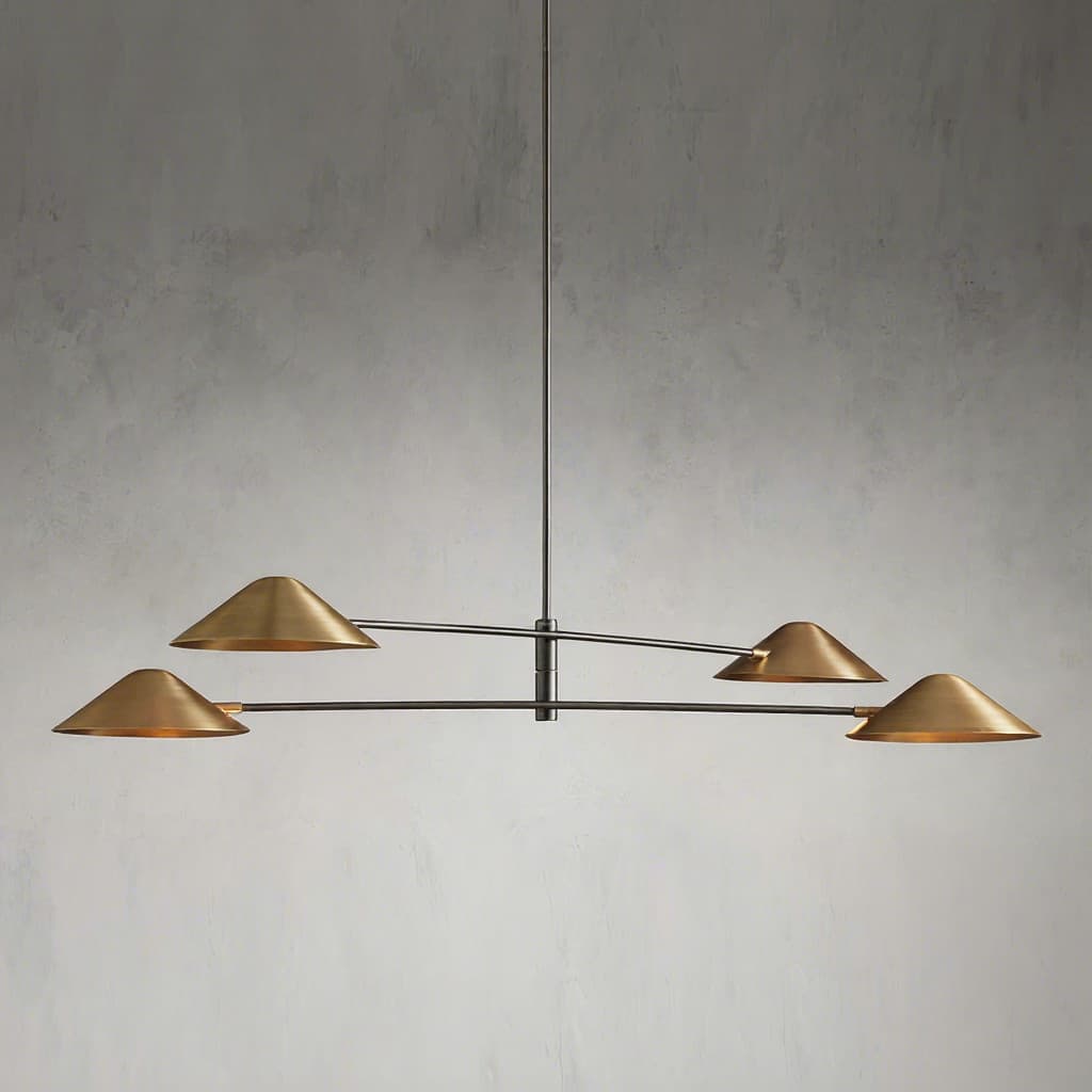 Luminária pendente moderna de bronze com pendentes dourados