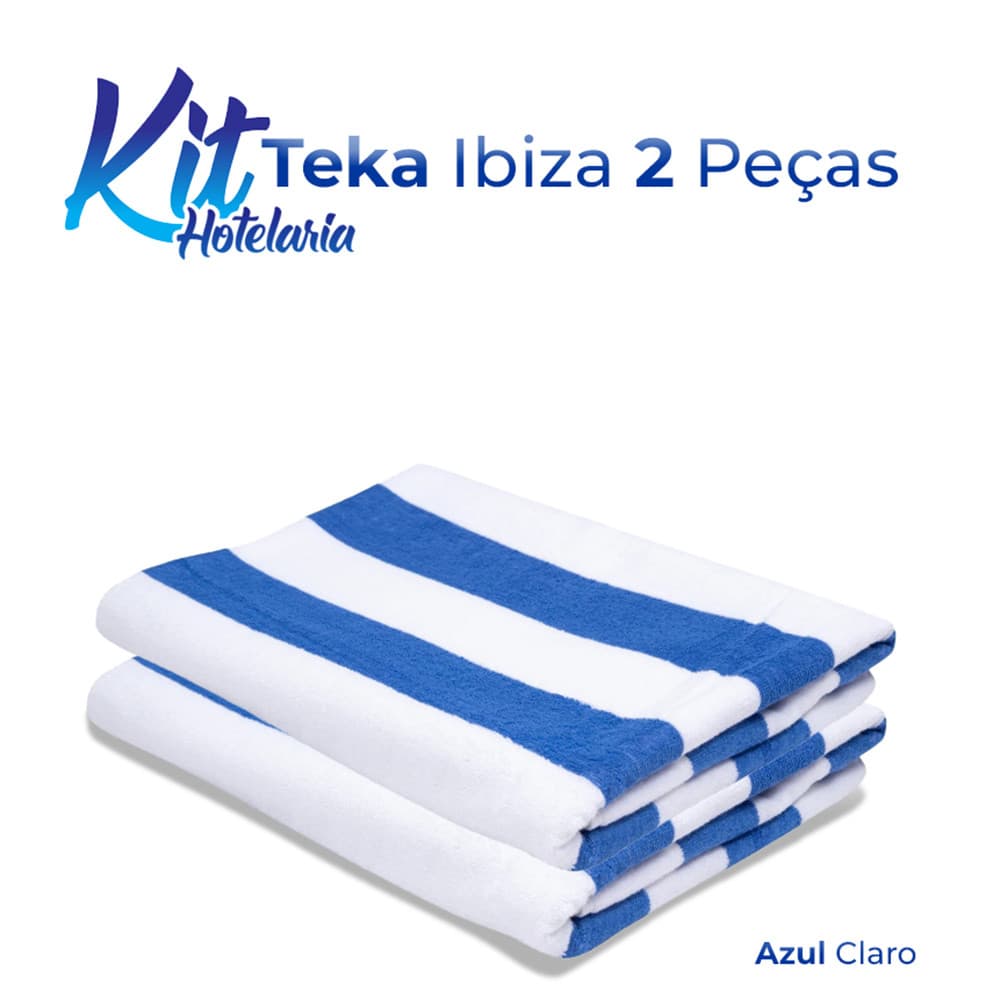 KIT-Toalha de Piscina Hotel Ibiza Azul Teka Profiline 2 Peças Banhão - Teka