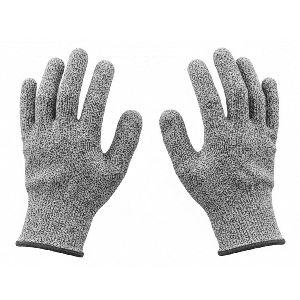 Par de luvas de proteção anti-corte para culinária, cinza, com fibra de vidro.