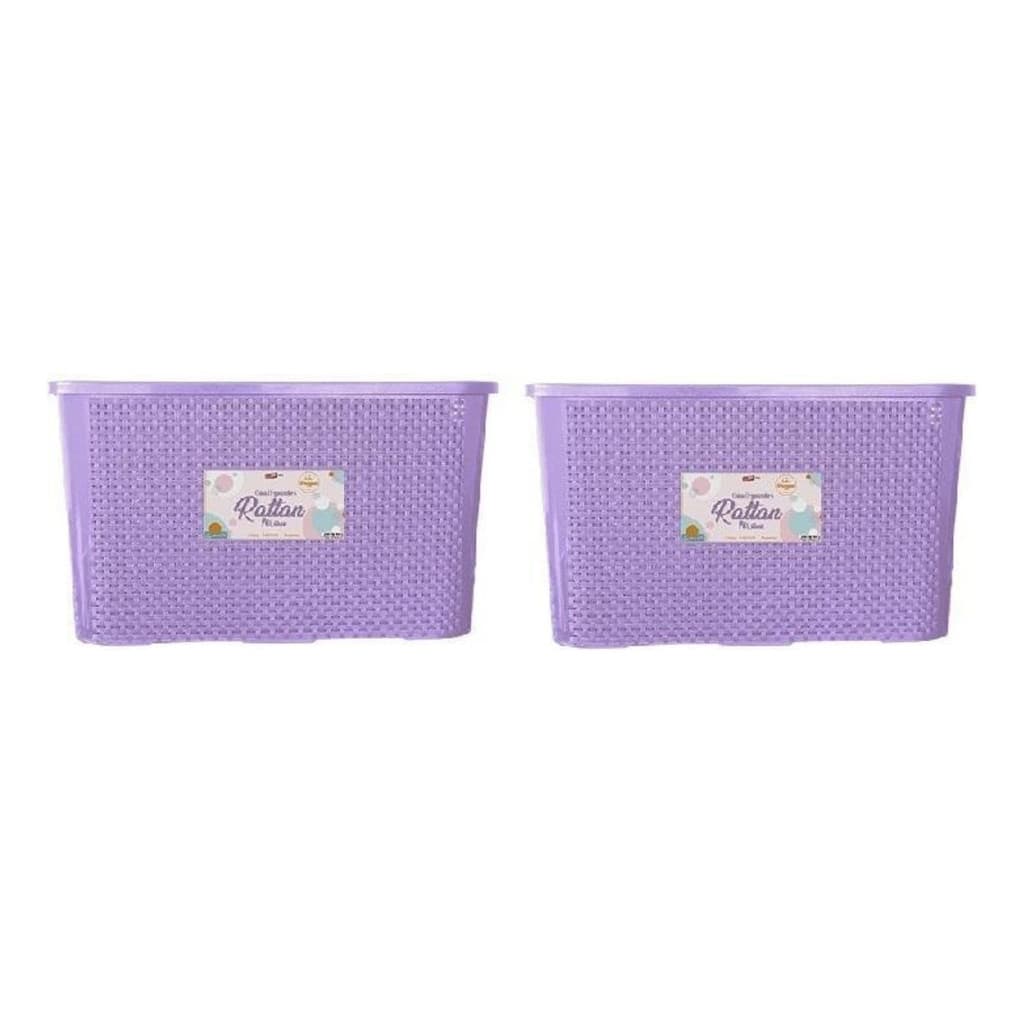 Kit 2 Caixas Organizadora Rattan 70 Litros Premium Grande