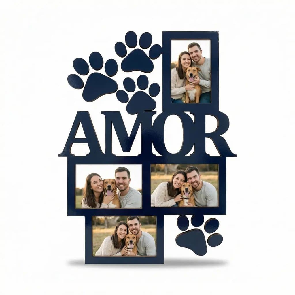 Quadro Porta Retrato Pet Painel Decorativo MDF Amor Pet  Decoração Pet Shop Porta Retrato Cachorro Gato