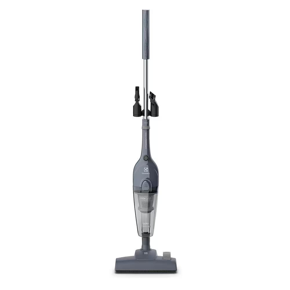 Aspirador de pó vertical Electrolux STK17 2em1 CyclonicPower cinza em fundo branco