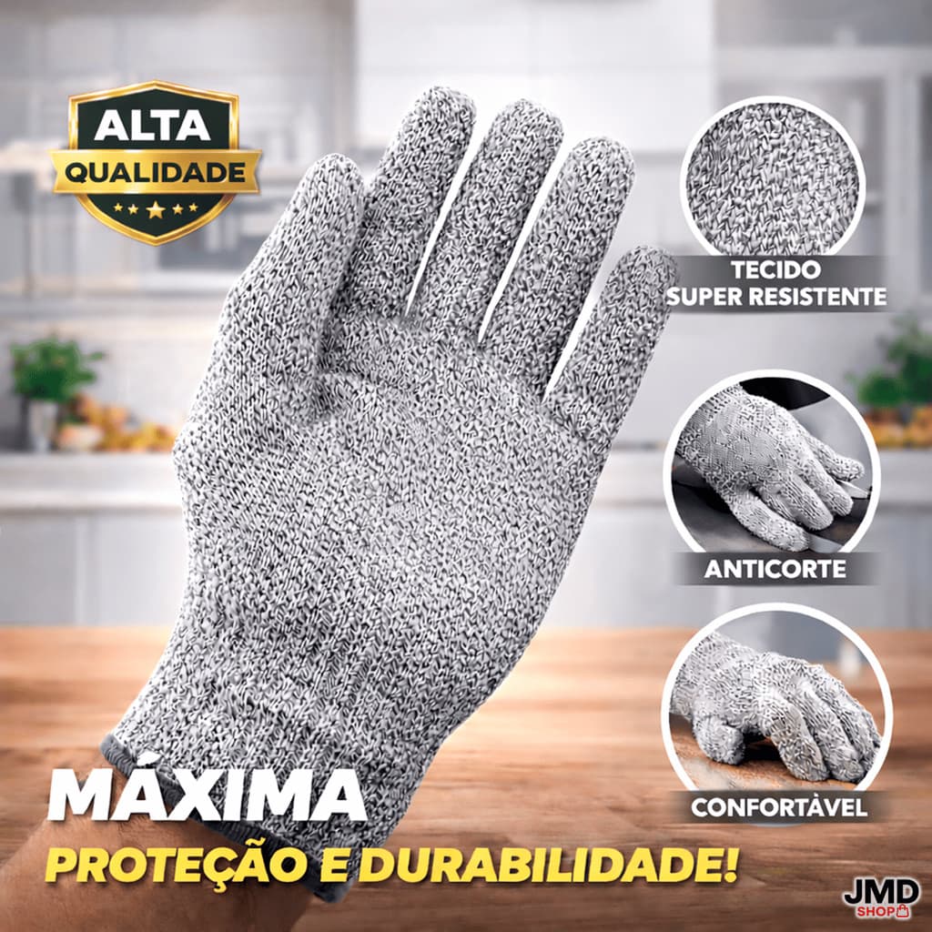 Luvas de proteção anti-corte para facas profissionais, super resistentes, cinza, com máxima proteção e durabilidade
