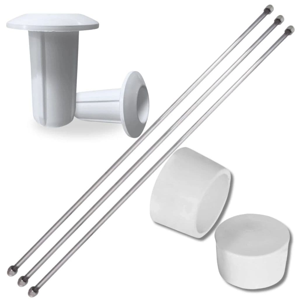 Kit 7 peças para escada de piscina com tirantes em aço inoxidável e encostos de borracha