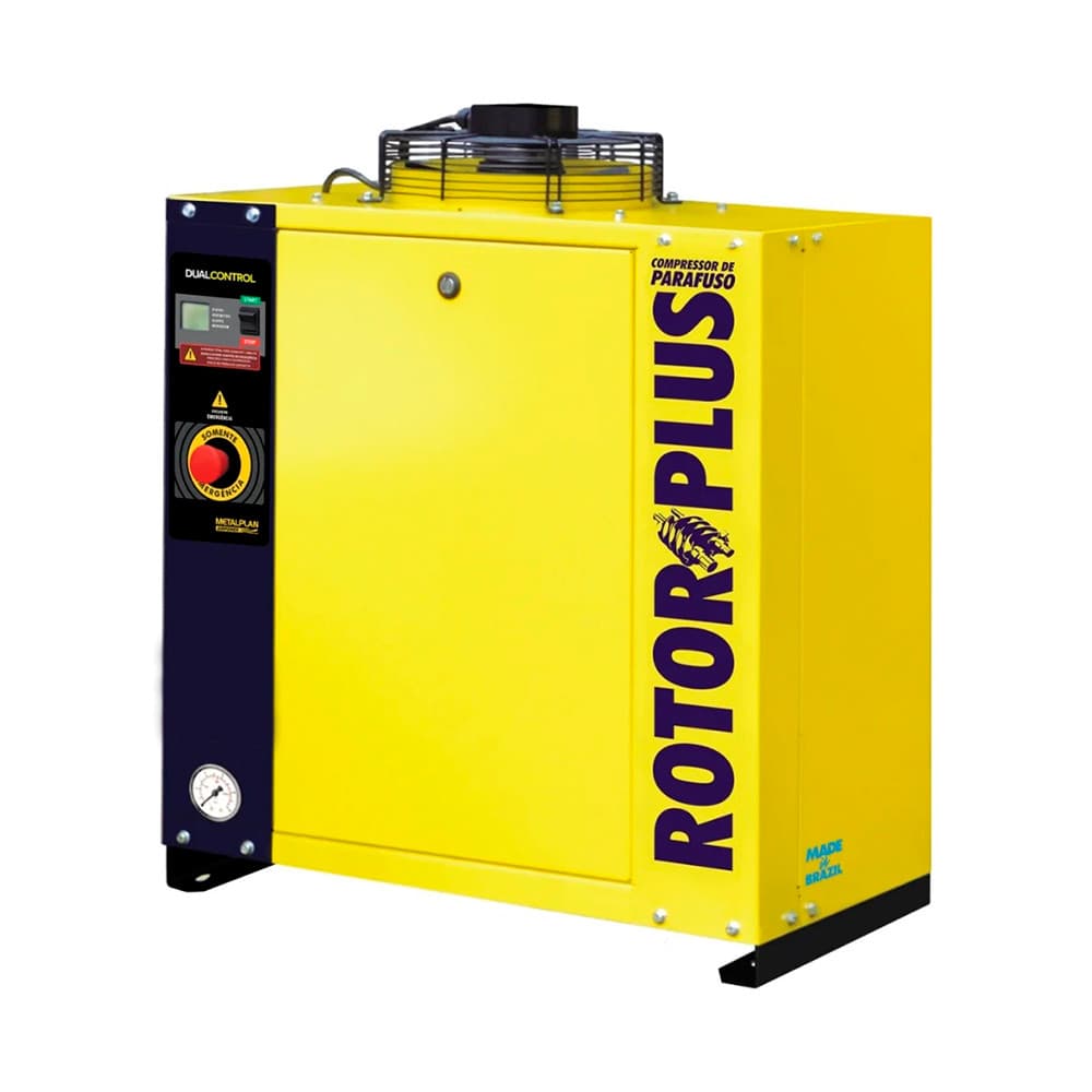Compressor de Ar Parafuso 4HP 10BAR Metalplan Rotor Plus 04 Trifásico 380V