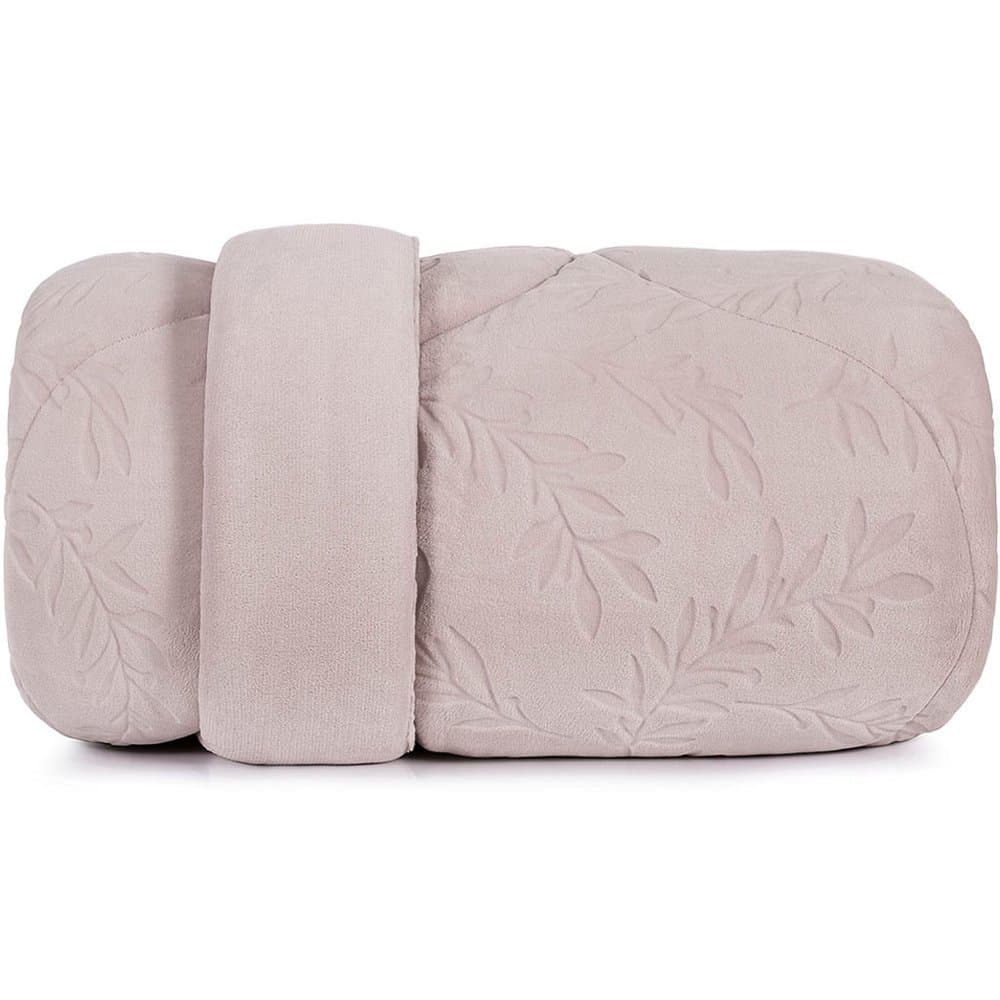 Edredom Queen Blend Elegance 260g/m² 100% Poliéster 260x244cm Altenburg rosa claro com detalhes de folhas.
