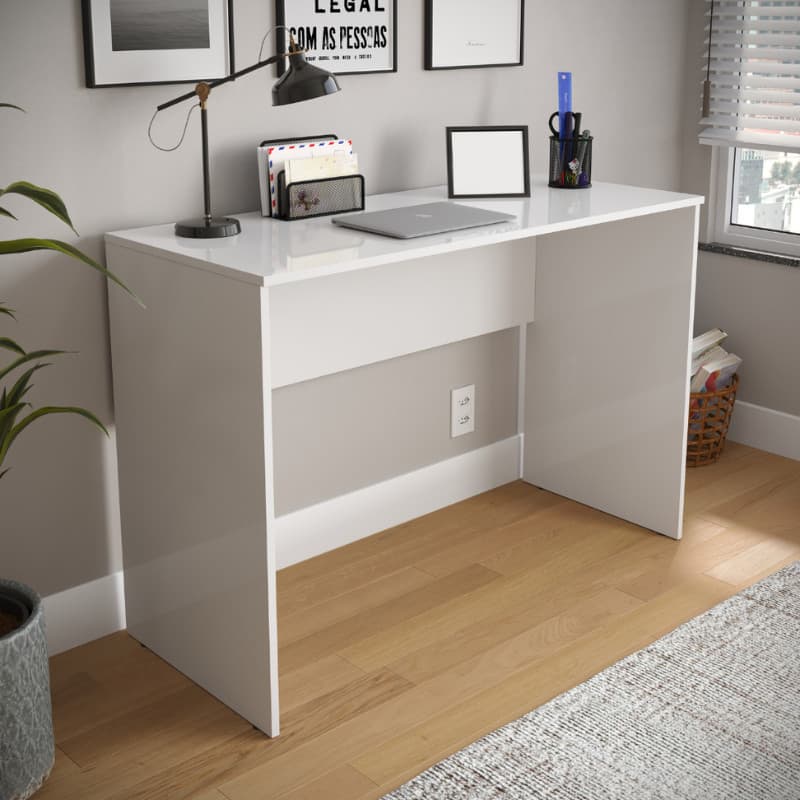 Escrivaninha Flip Mesa Computador Gamer Multiuso Quarto Estudo Escritório MDF-MDP (Misto) - Branco