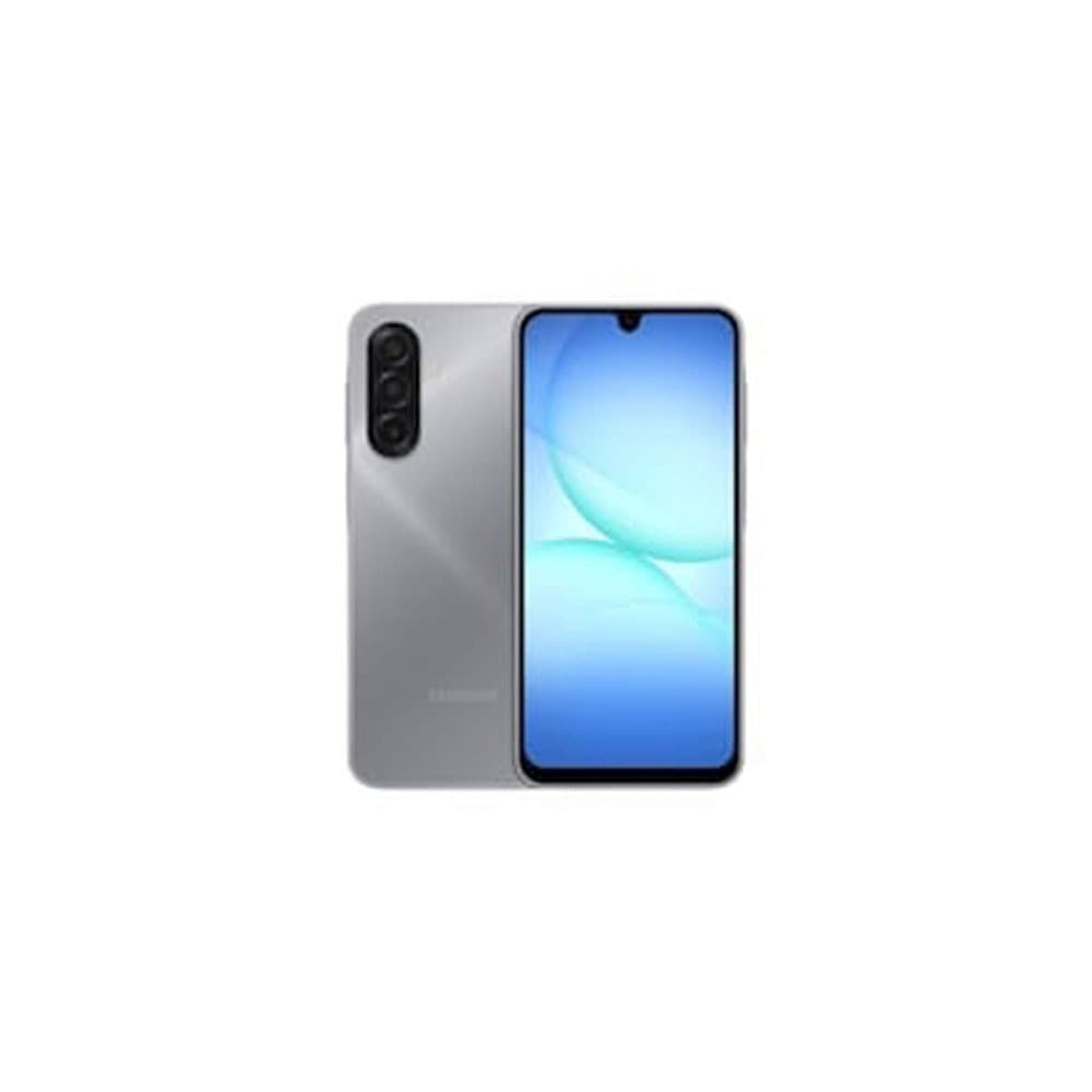 Smartphone Samsung Galaxy A17 5G 256GB, cor prata, vista traseira com câmera tripla e tela AMOLED de 6,7 polegadas