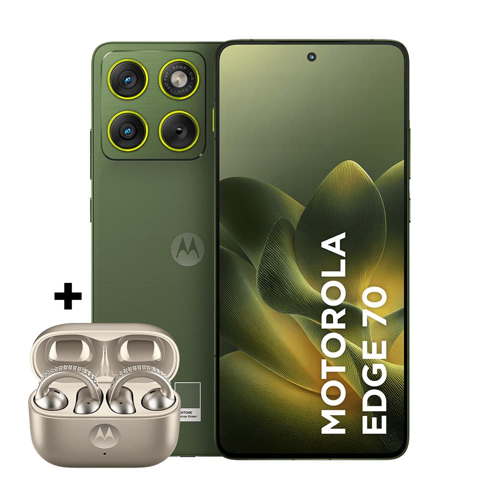Kit Smartphone Motorola Edge 70 5G 256GB + Fone Bluetooth Moto Buds Loop Champagne Swarovski