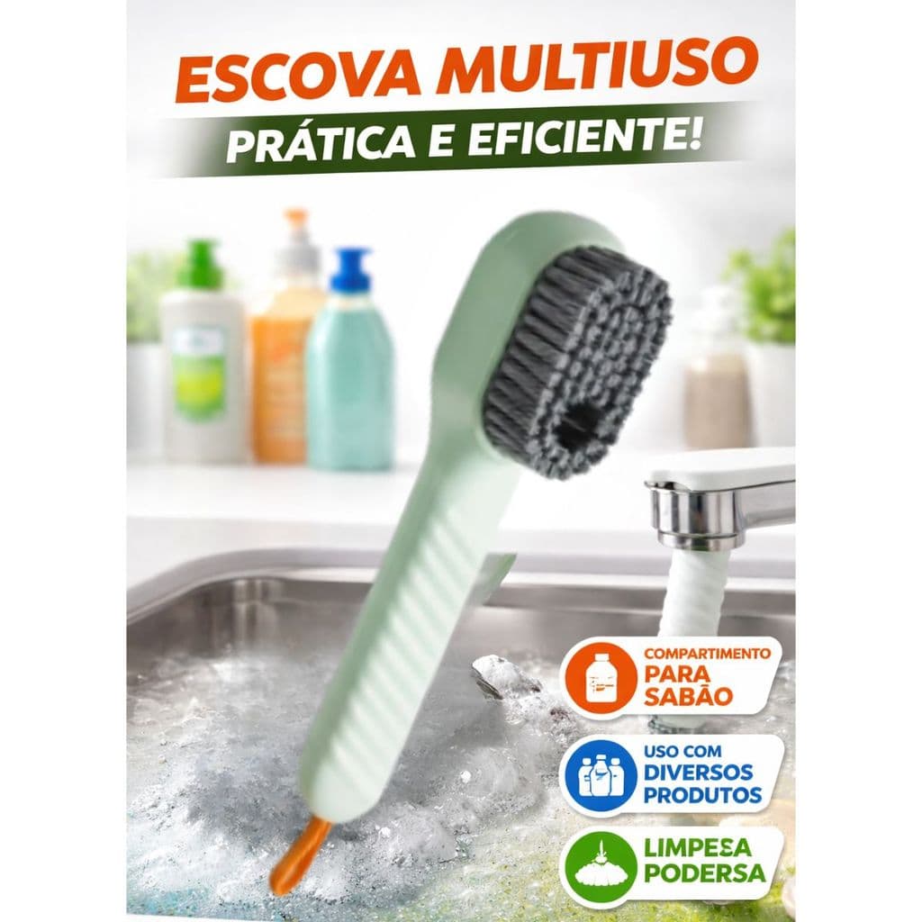 Escova Para Limpeza Multifuncional Com Compartimento Para o Produto de Limpeza