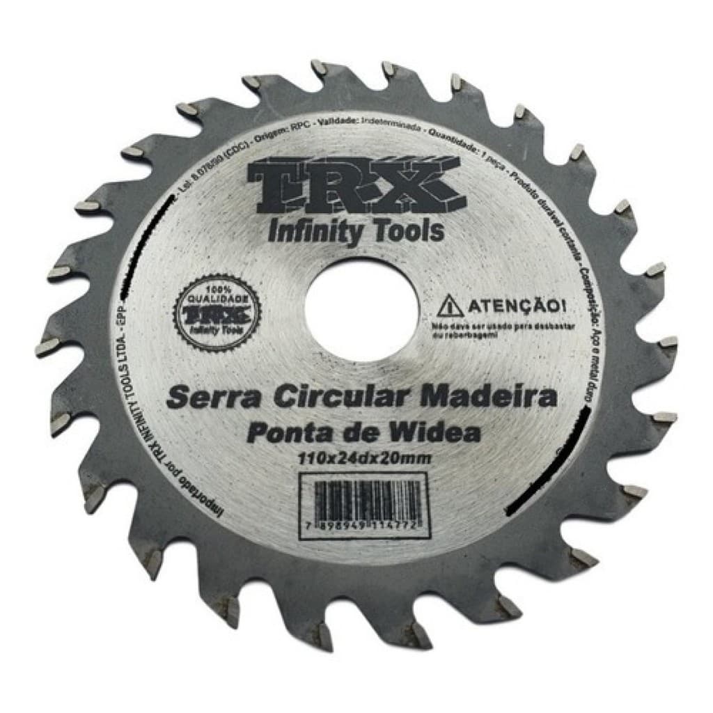 Disco Serra Vídea Madeira 24 Dentes TRX 110x20mm Corte Rápido MDF Compensado Serra