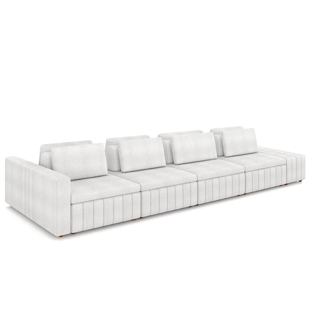 Sofá Ilha e Puff Sala Living 425cm Siesta M22 Boucle Branco - Mpozenato