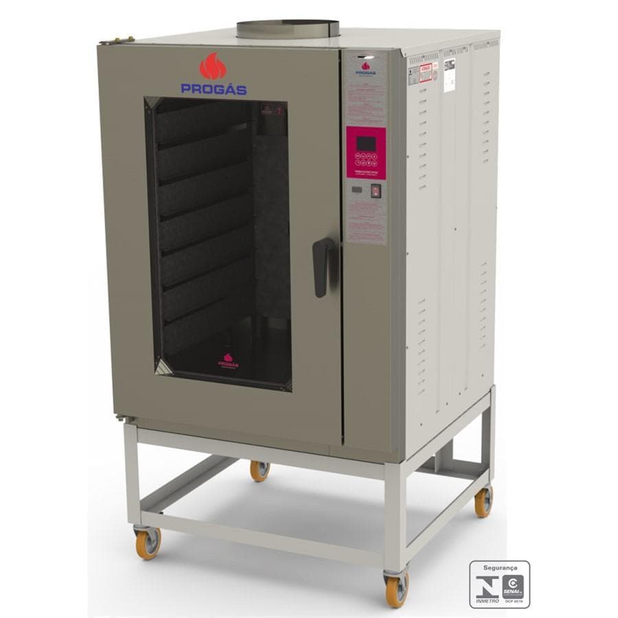 Forno Turbo Elétrico 8 Esteiras Progás com porta de vidro e logo azul