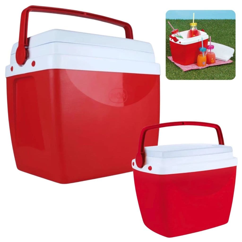 Conjunto Coolers Térmicos Vermelhos 6 Litros + 26 Litros Caixas Térmicas Mor Praia, Camping, Passeio