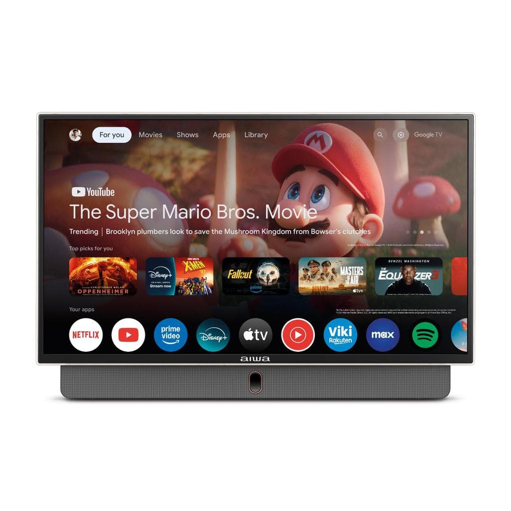 Smart TV Portátil AIWA 24” Full HD HDR10 Dolby Audio Google TV Bateria de 3h AWS-TV-24-01-G