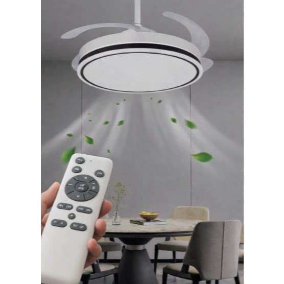 Lustre Ventilador de Teto Retrátil  - com Controle Remoto - Bivolt  96W