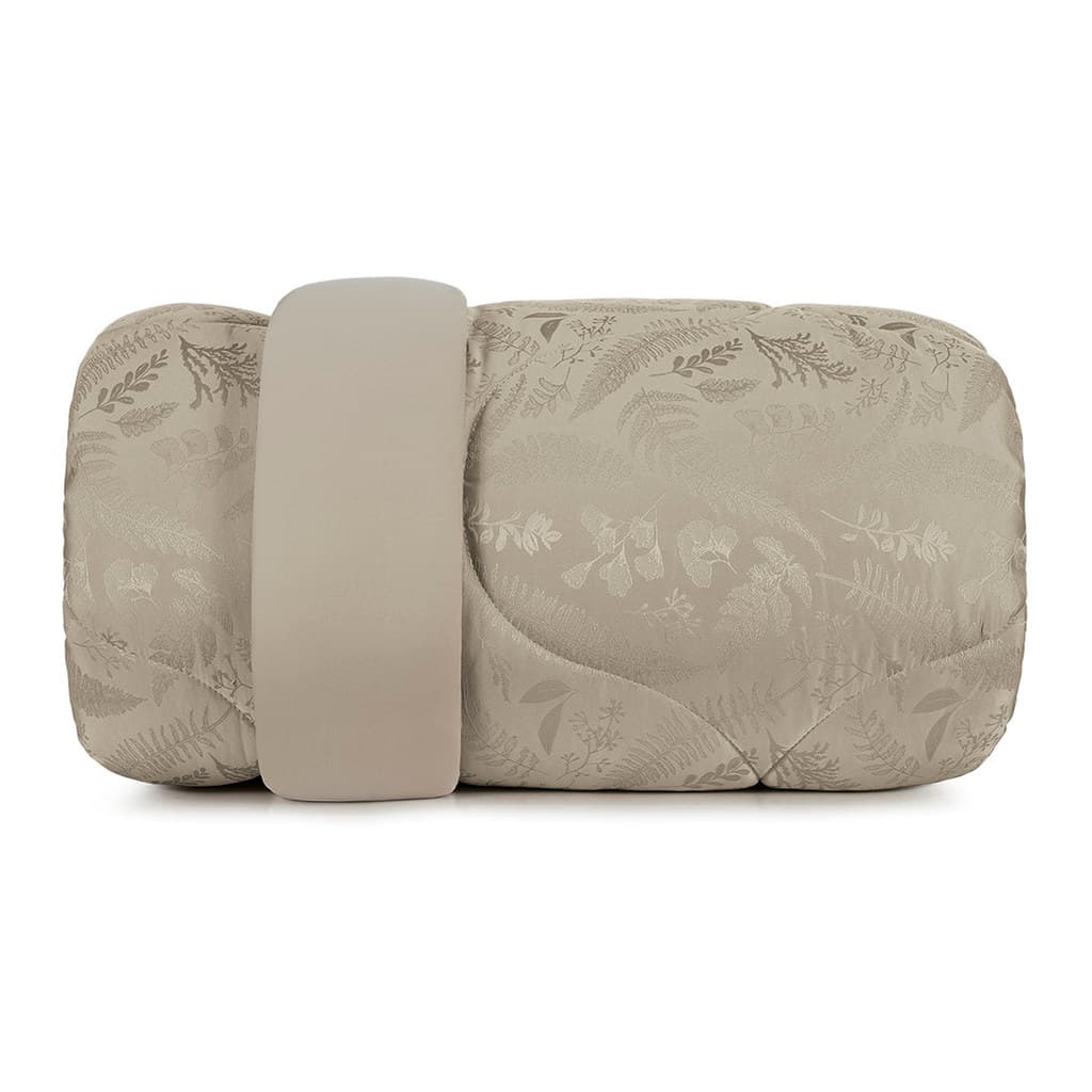 Edredom Blend Sense Altenburg Bambu Vênus Kaki King com padrão floral em tons de bege