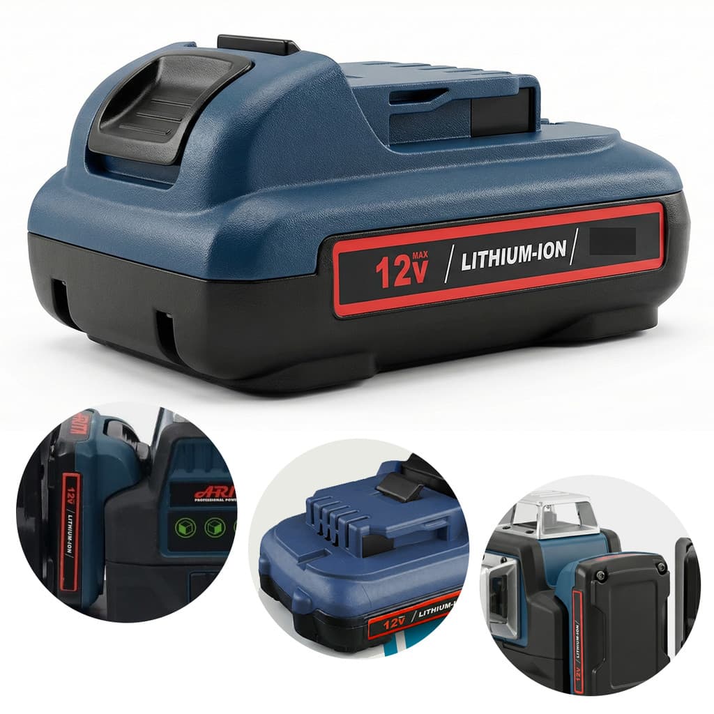 Bateria recarregável 12V lítio-íon azul e preta para nível a laser