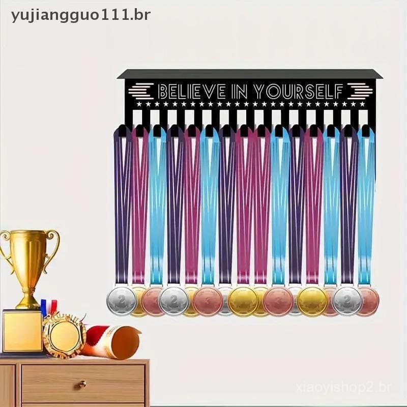 # Novo Rack De Exibição De Medalha Montado Na Parede , Prateleira De Troféu De Metal , Cabide Com 15 Ganchos , Suporte ,