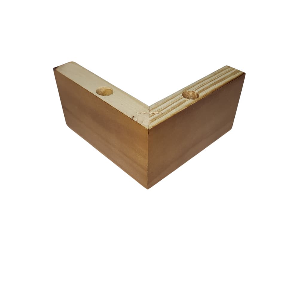 Pé Cantoneira para Sofá em Madeira Pinus 15x15x8cm Tabaco – Pé para Sofá, Puff e Móveis