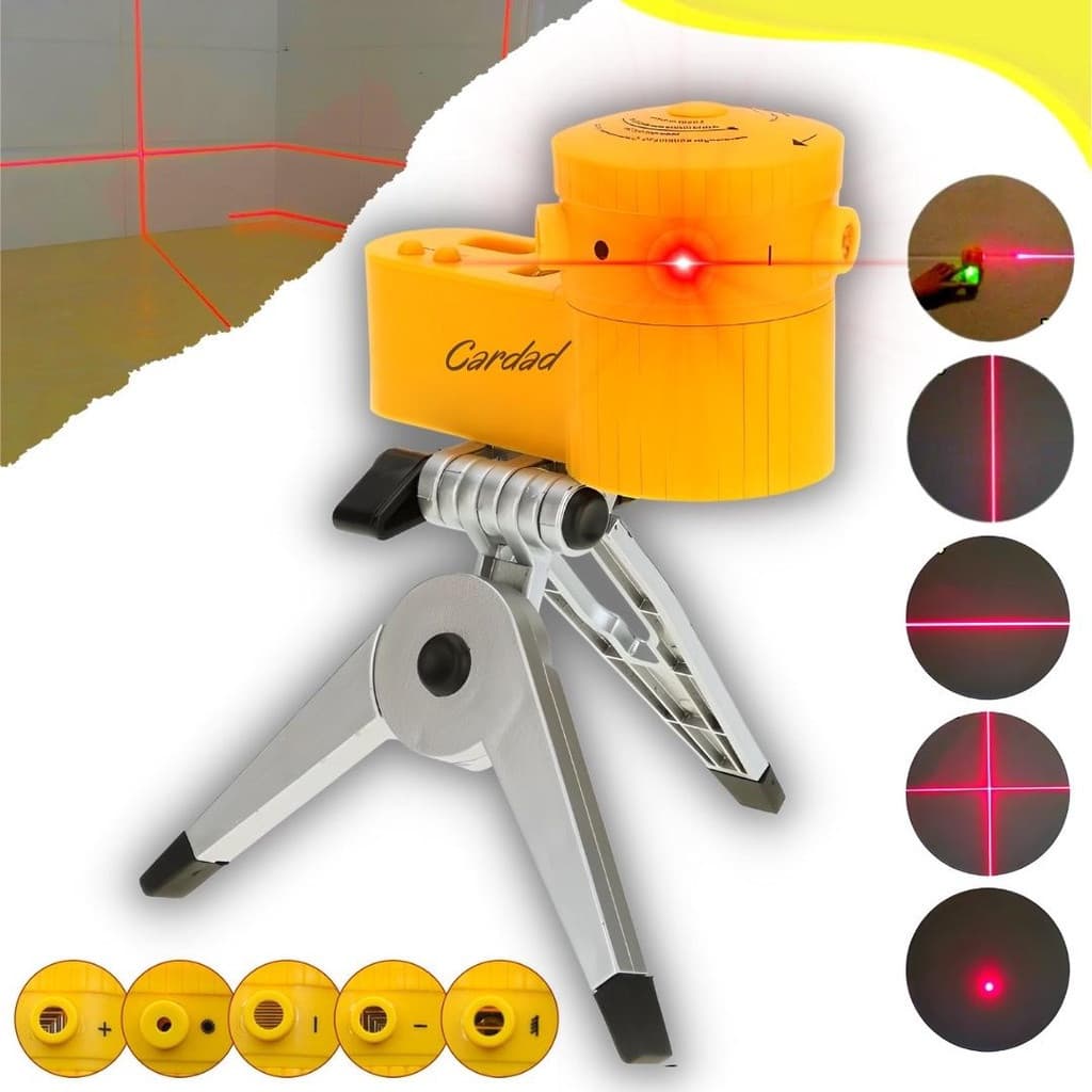 Nível laser 2 linhas cruzada e ponto 10 metros com tripé, amarelo e preto