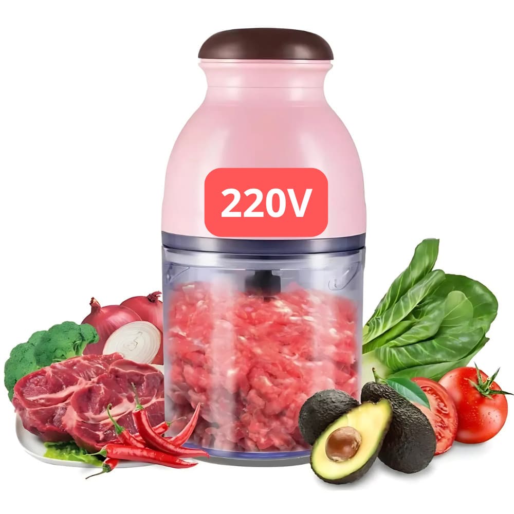 Mini Moedor de Carne Elétrico 220V com Carne Moída e Vegetais