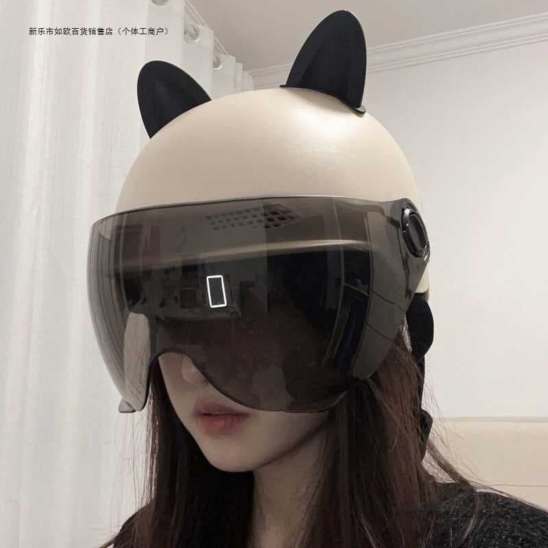 Novo estilo capacete de veículo elétrico 3c certificado masculino feminino orelhas de gato bonito simples verão equitaçã