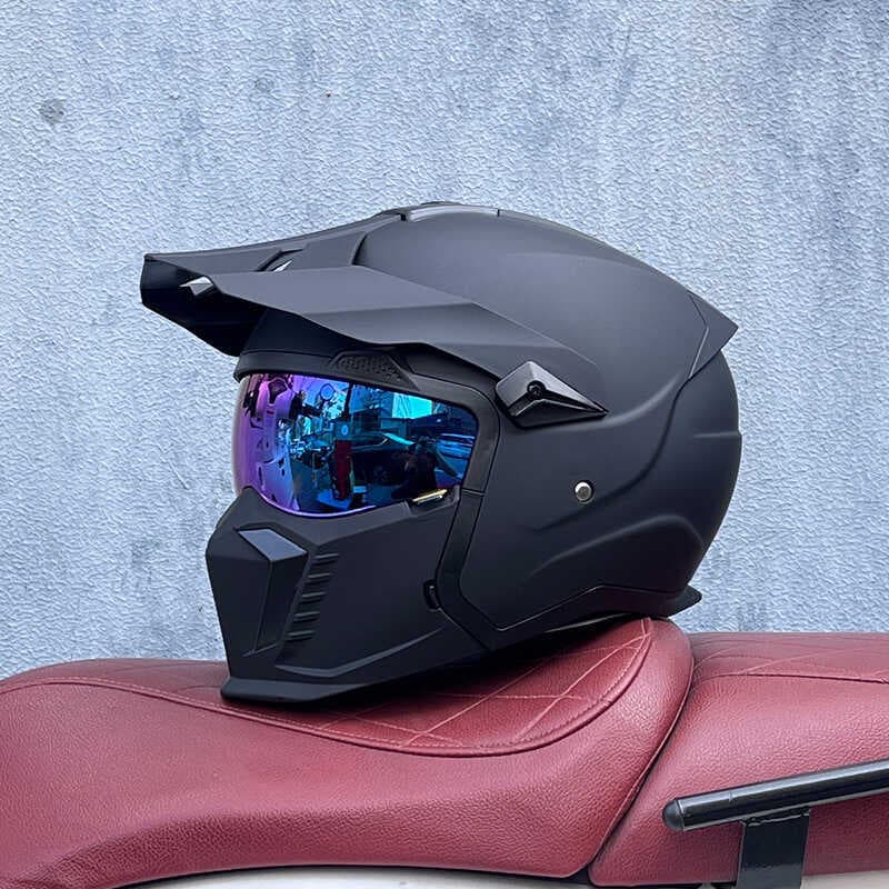 Orz Retro Capacete Quatro Estações Preto Samurai Combinação Capacete Masculino Motocicleta Meio Capacete Capacete Comple