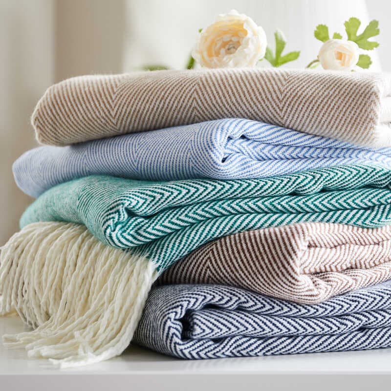 Acrílico tecido Jacquard onda padrão espinha de peixe borla cobertor com cobertor capa cobertor Airpla